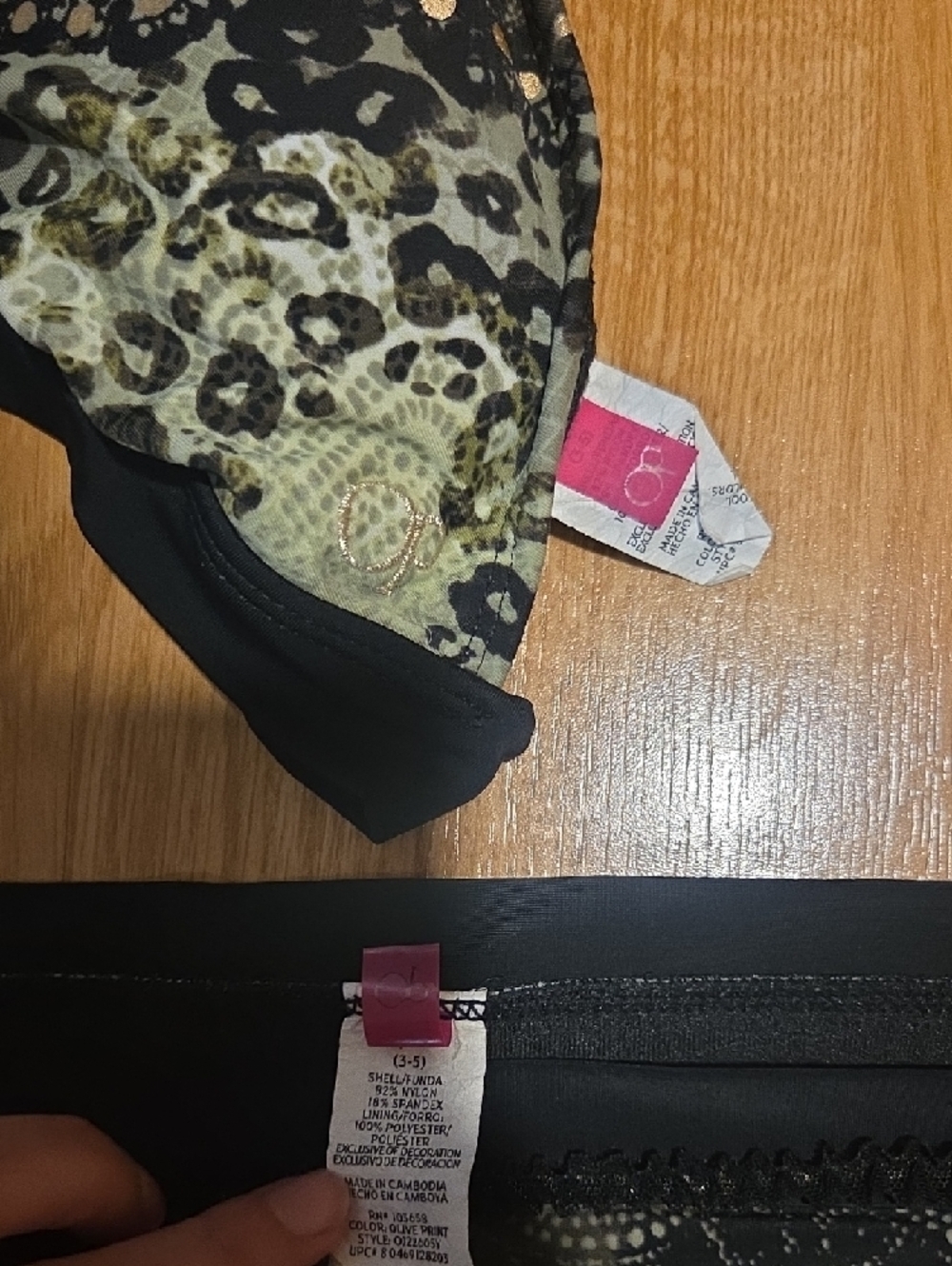 dELiA*s Black & Olive Leopard Triangle Bikini Top - Picture 2 of 3